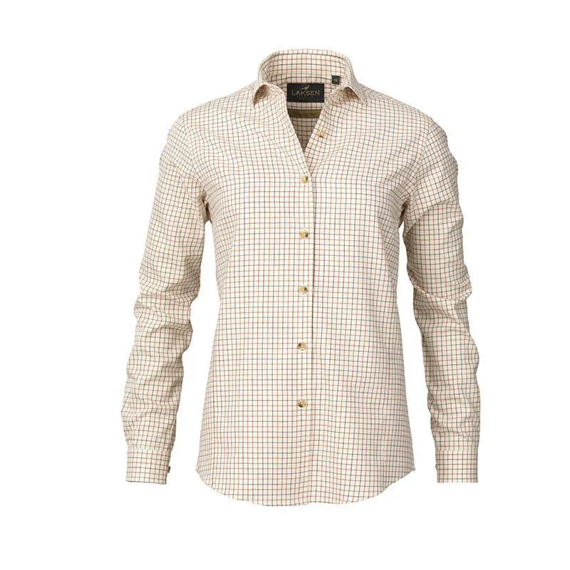 Laksen Jodie Ladies Cotton & Wool Tattersall Shirt - Mandarin