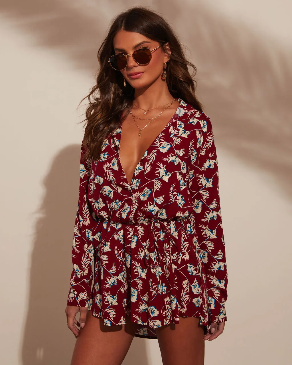 Lorian Floral Waist Tie Romper