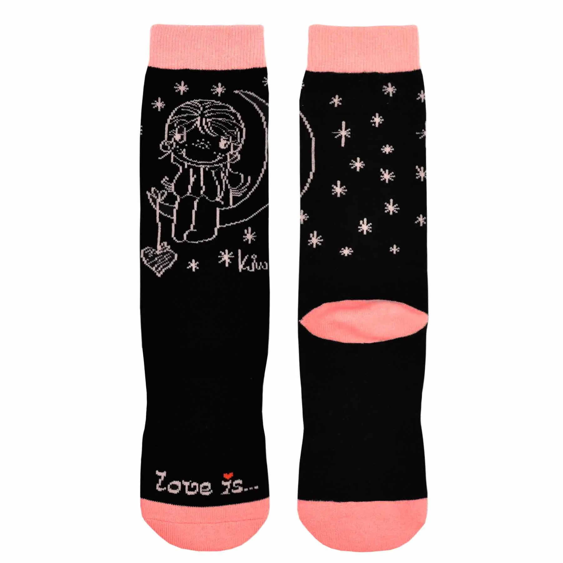 Love Is Under The Moon....Knitted Cotton Crew Socks