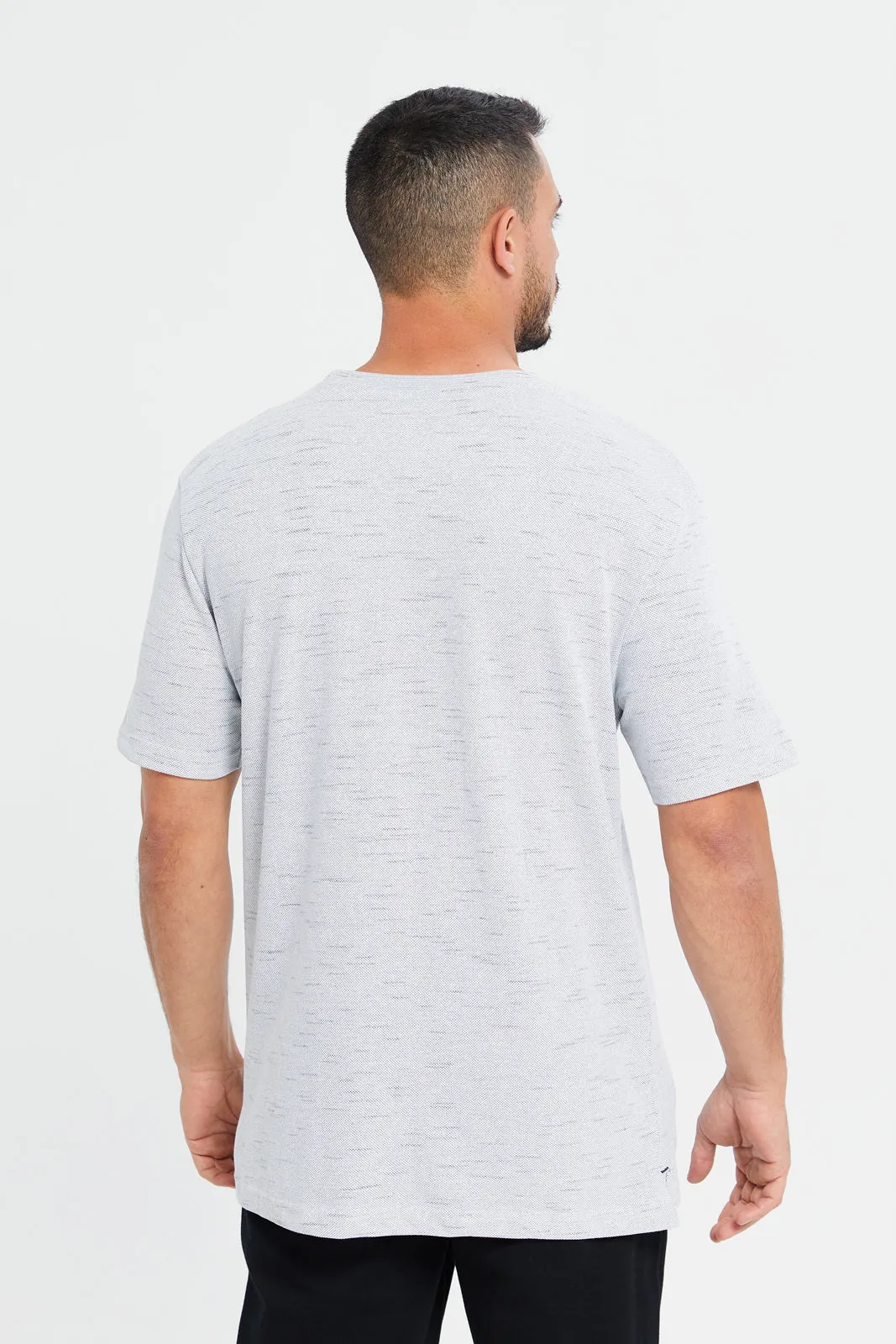 Men White Space Dyed Pique T-Shirt