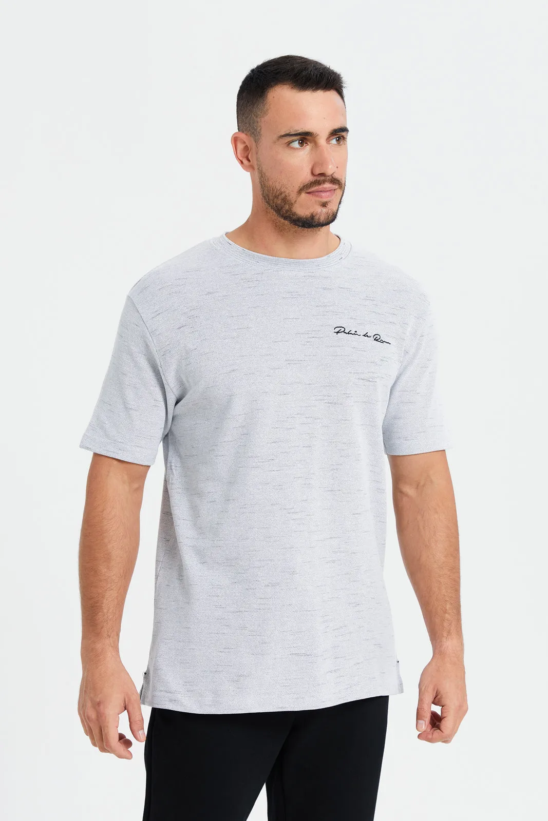 Men White Space Dyed Pique T-Shirt