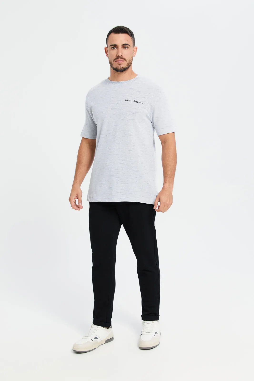 Men White Space Dyed Pique T-Shirt