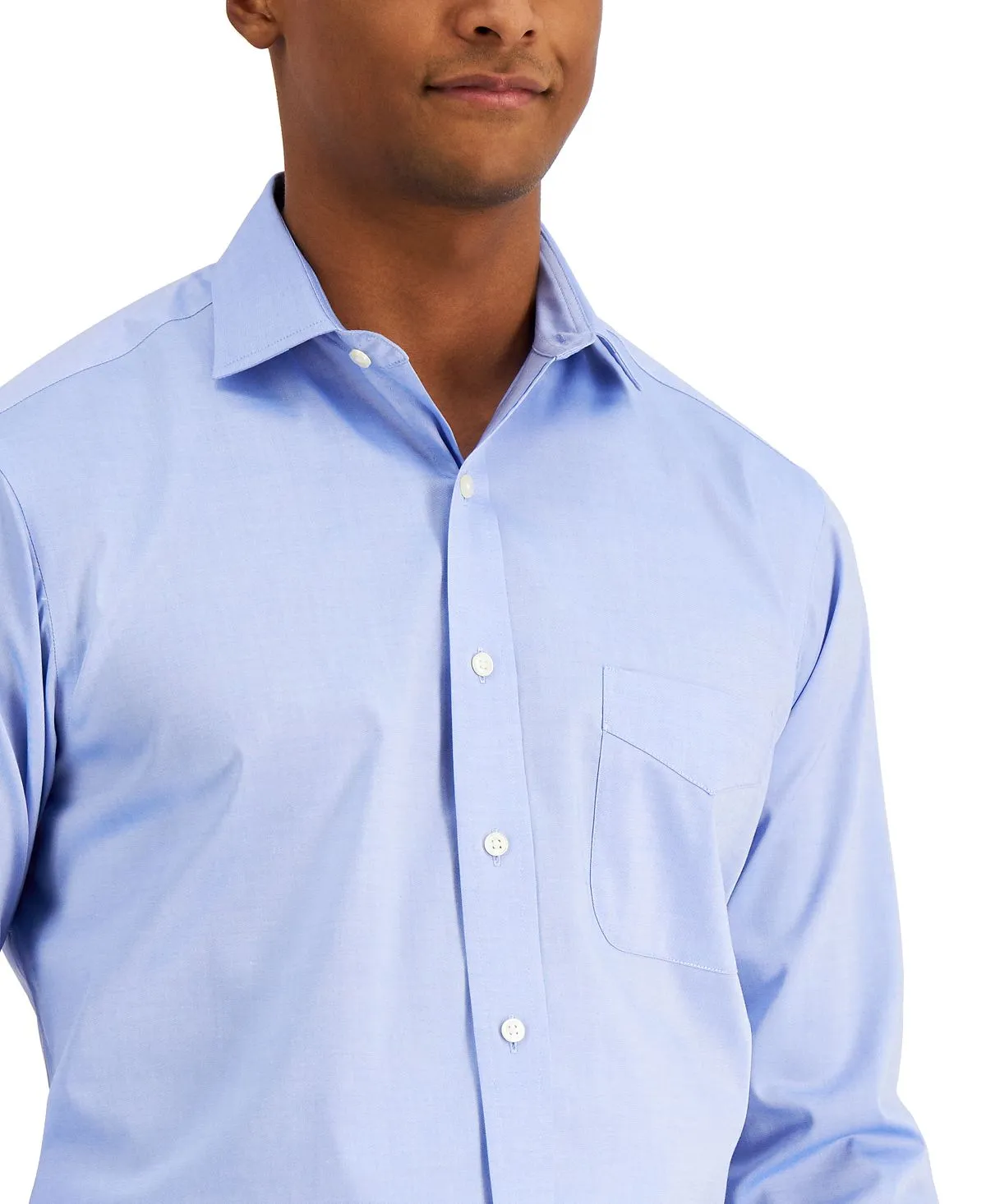 Men's Cotton Regular Fit Spread Collar Dress Shirt , created for Macy's Club Room, light blue