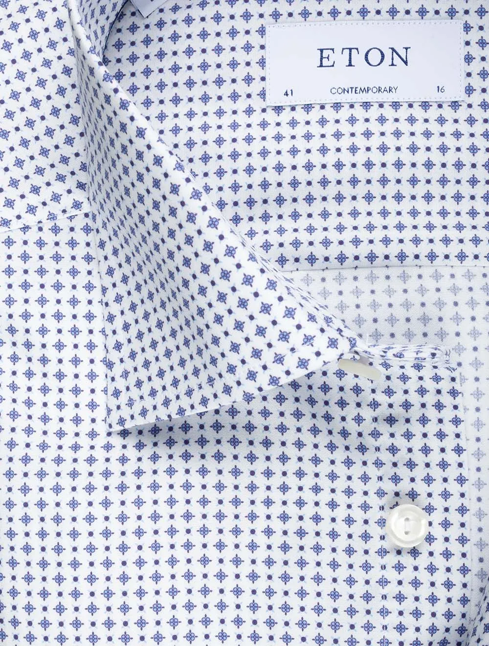 Micro Print Comtemporary Fit Shirt Blue