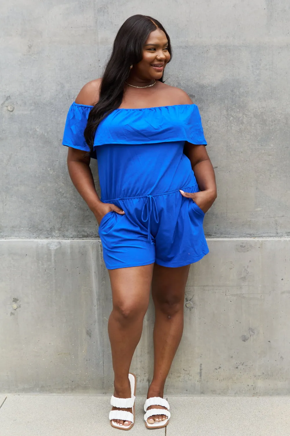 Midnight Charm: Off-Shoulder Romper