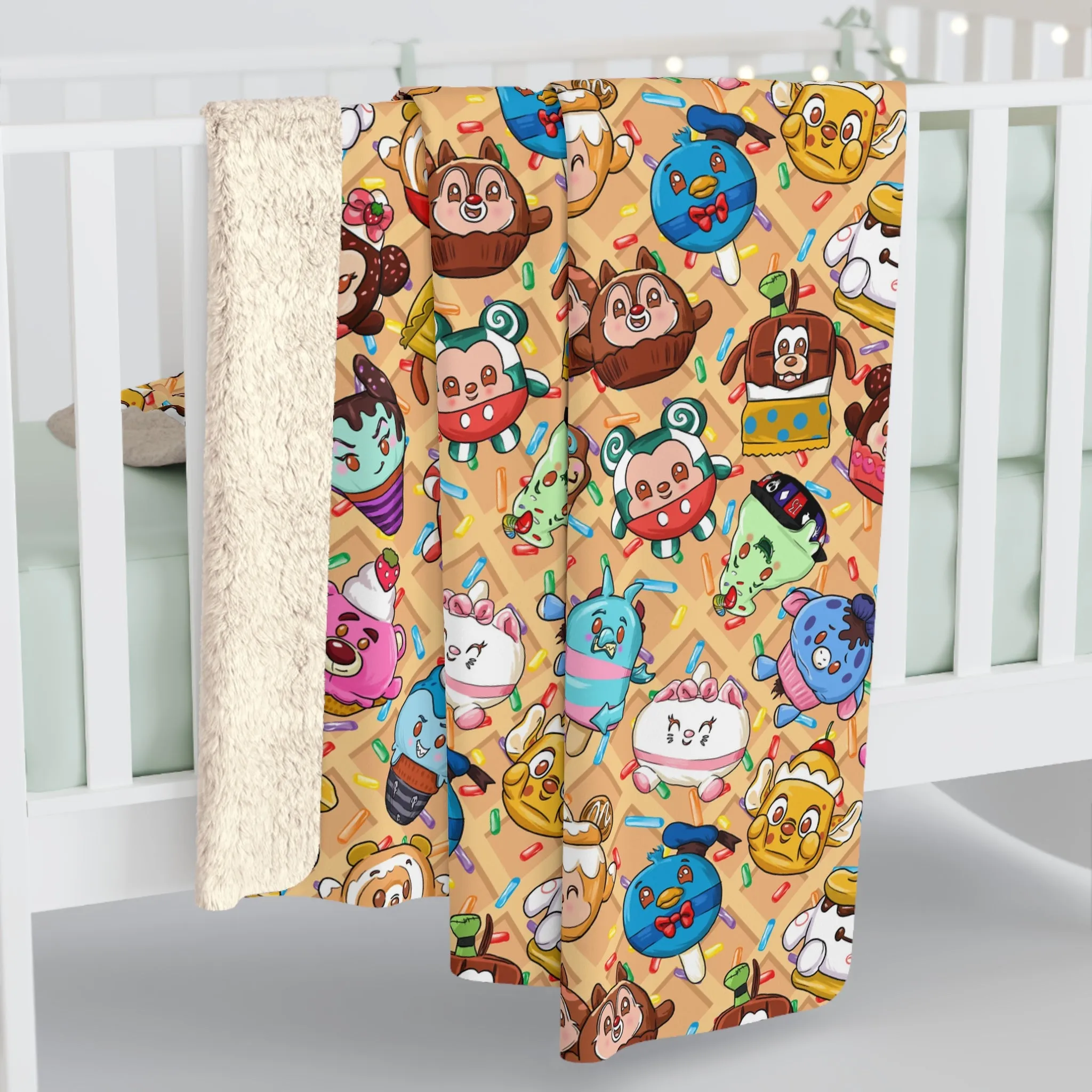 Munchlings Inspired Sherpa Fleece Blanket Throw Hand Drawn Gift