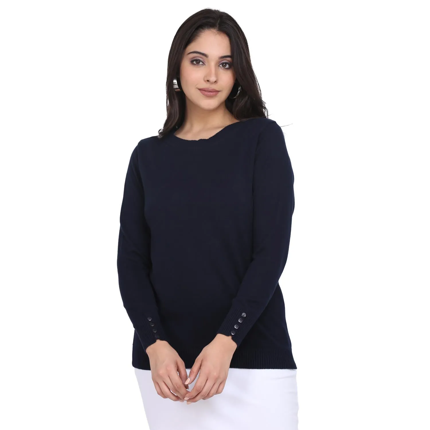 Navy Blue 100% Cotton knitted Pullover 