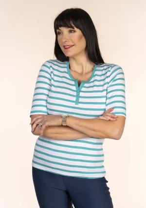 Notch Neck Stripe T-Shirt