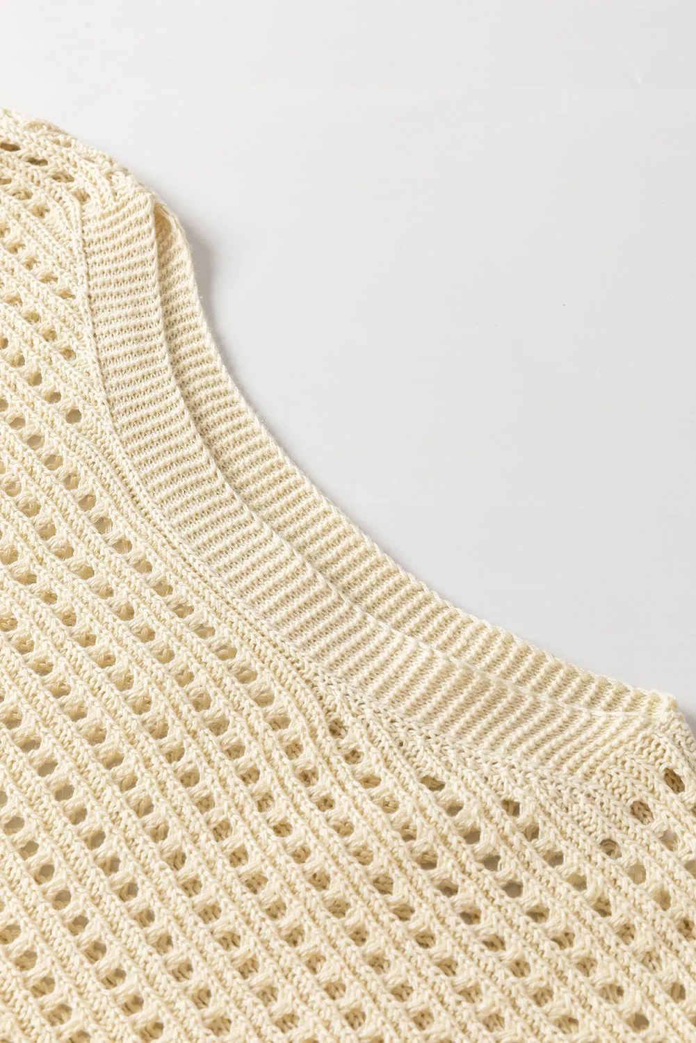 Open Knit Bracelet Sleeve Sweater