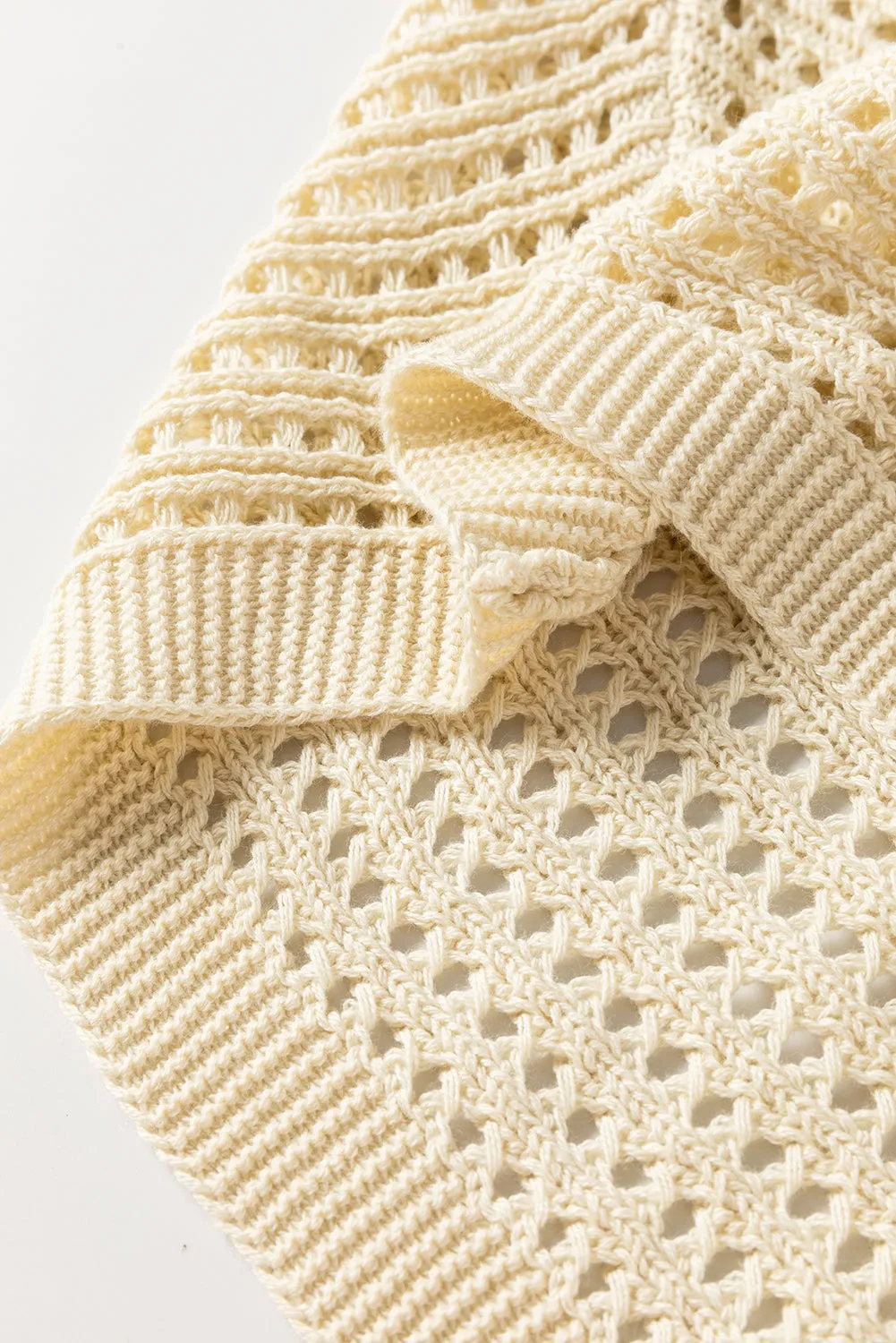 Open Knit Bracelet Sleeve Sweater