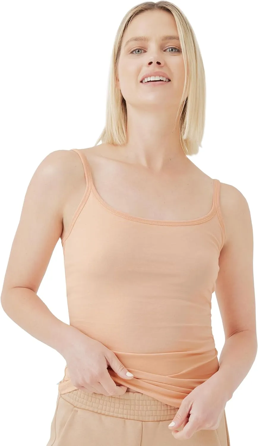 Organic Cotton Camisole Tank Top with Built-in Shelf Bra