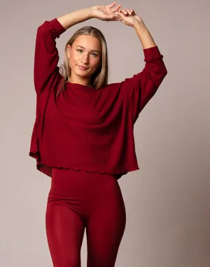 Oversized Waffle Top Cranberry