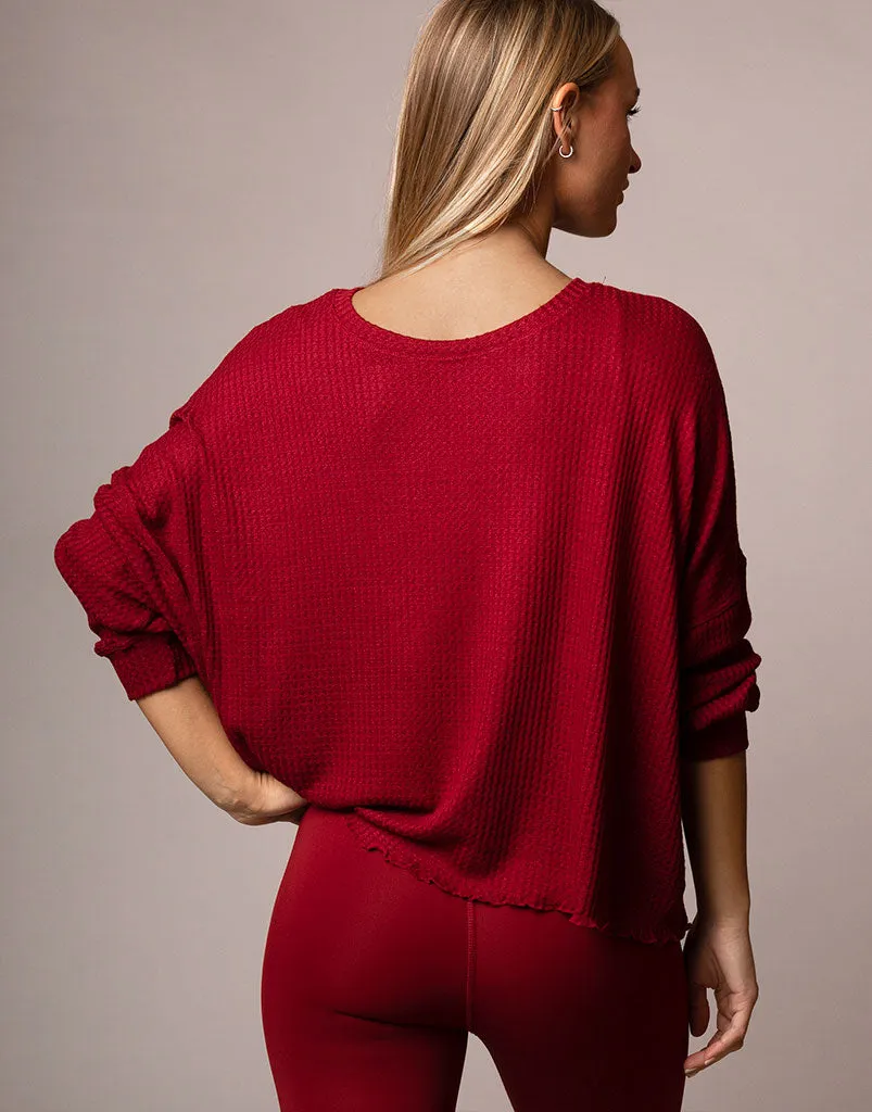 Oversized Waffle Top Cranberry