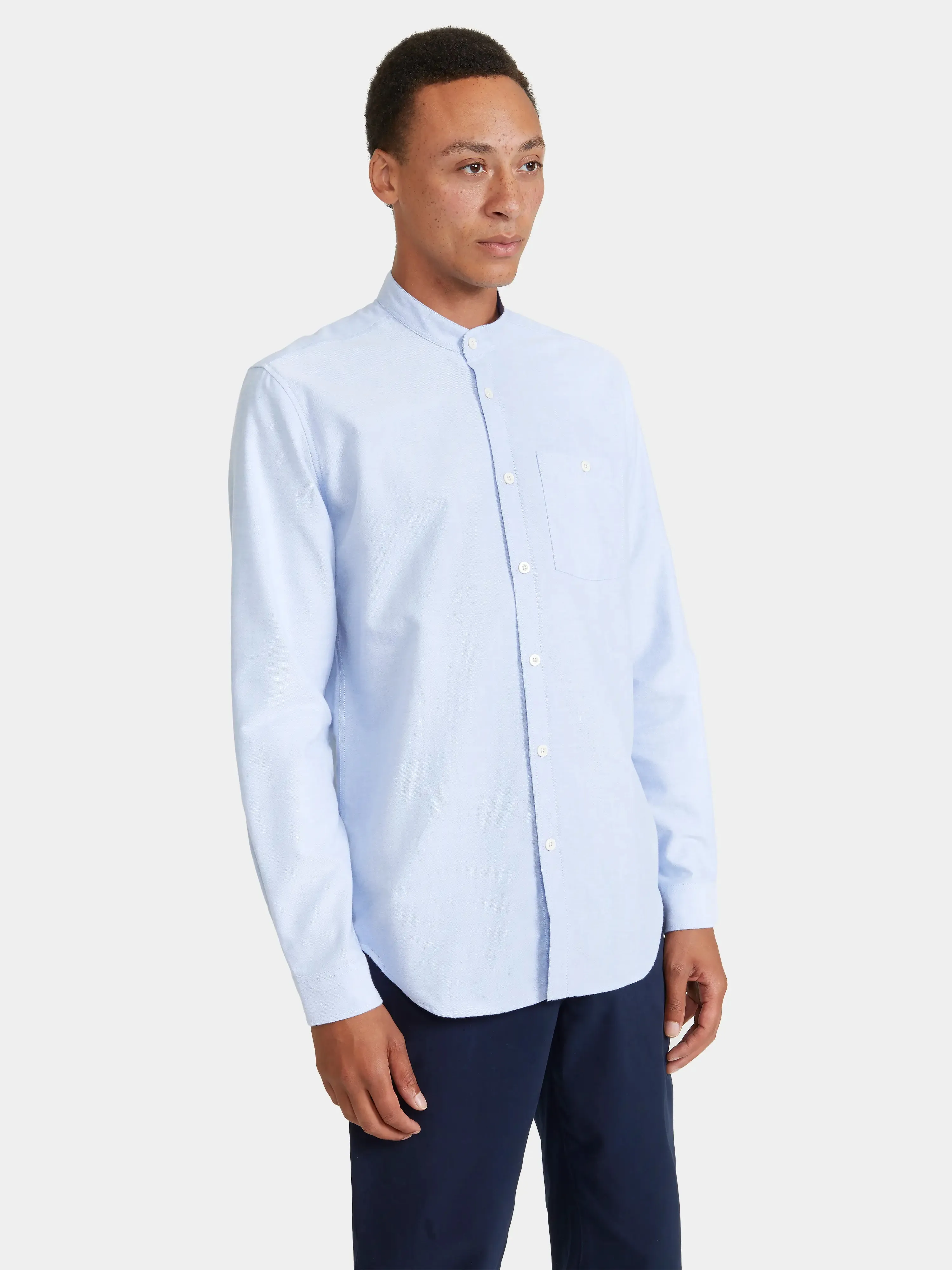 Pale Blue Oxford Grandad Shirt