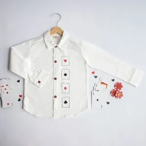 Playing Cards Embroidered 100% Organic Cotton - White