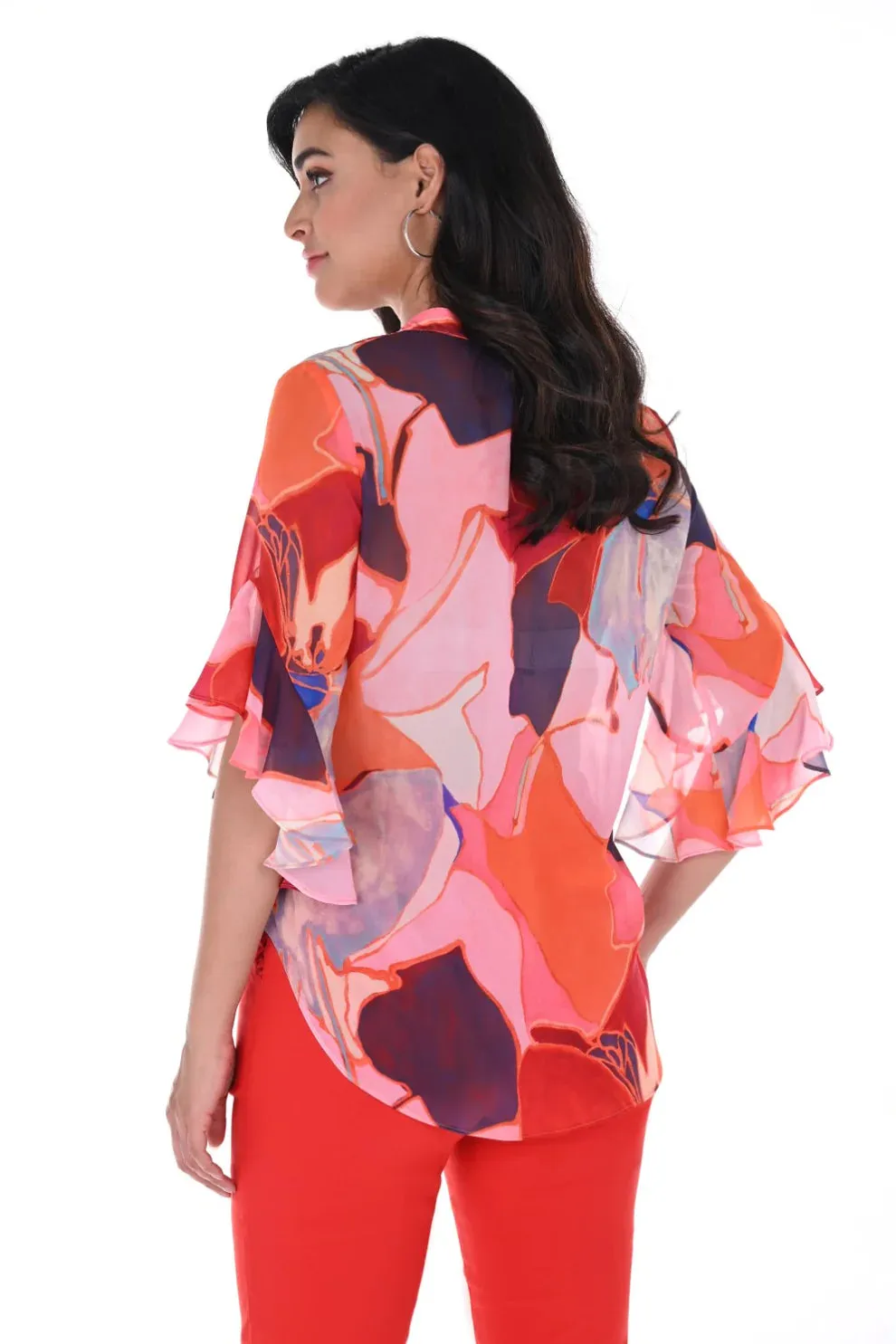 Printed Draped Sleeve Blouse