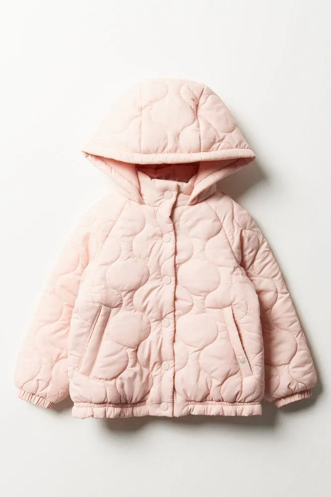 Quilted Hooded Jacket Pink