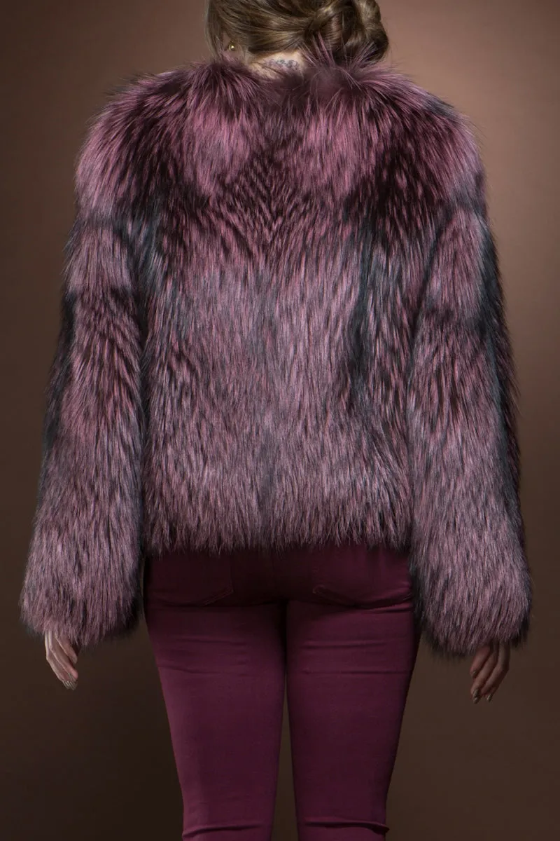 Raspberry Fox Fur Jacket