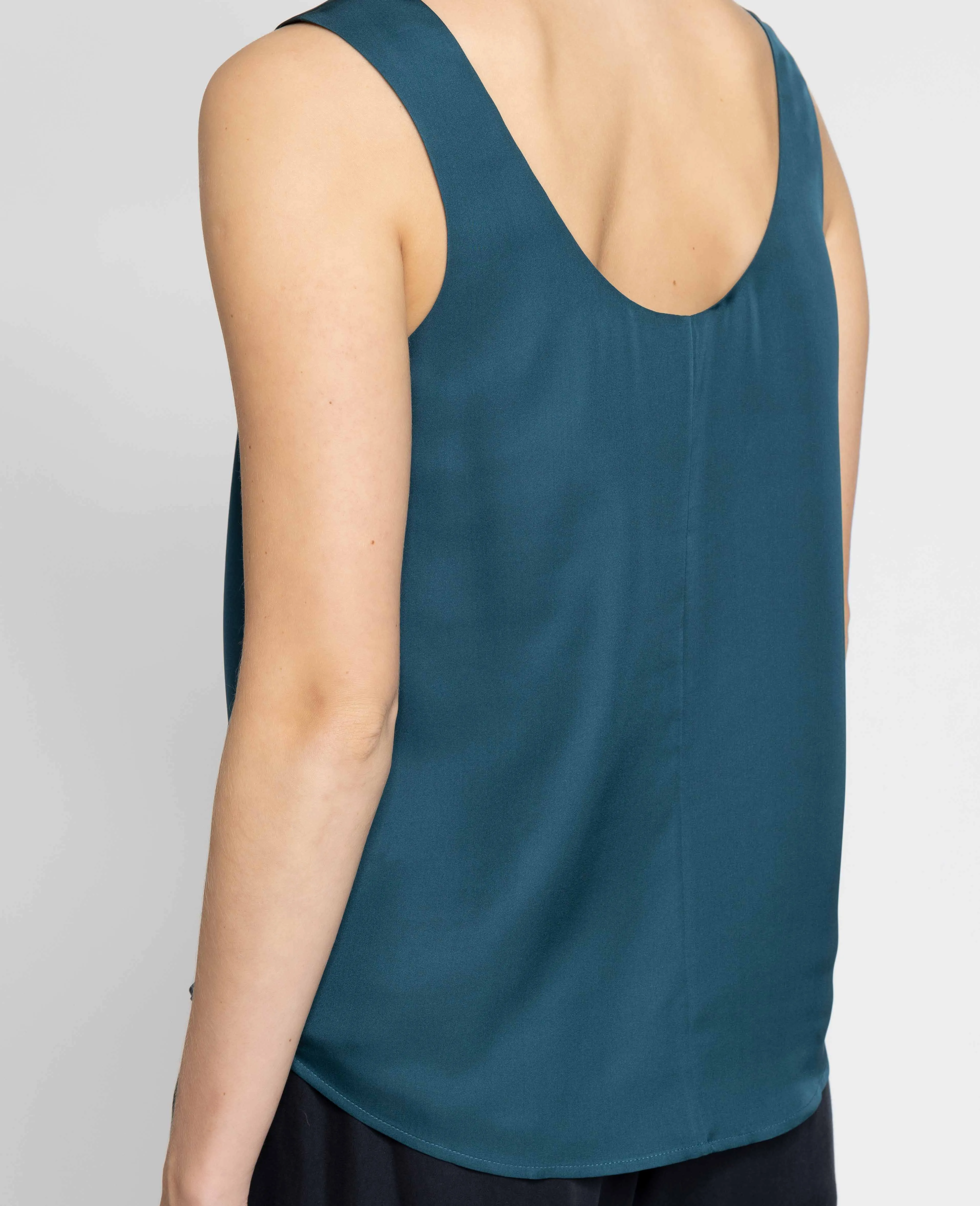 Silk Double Scoop Neck Tank