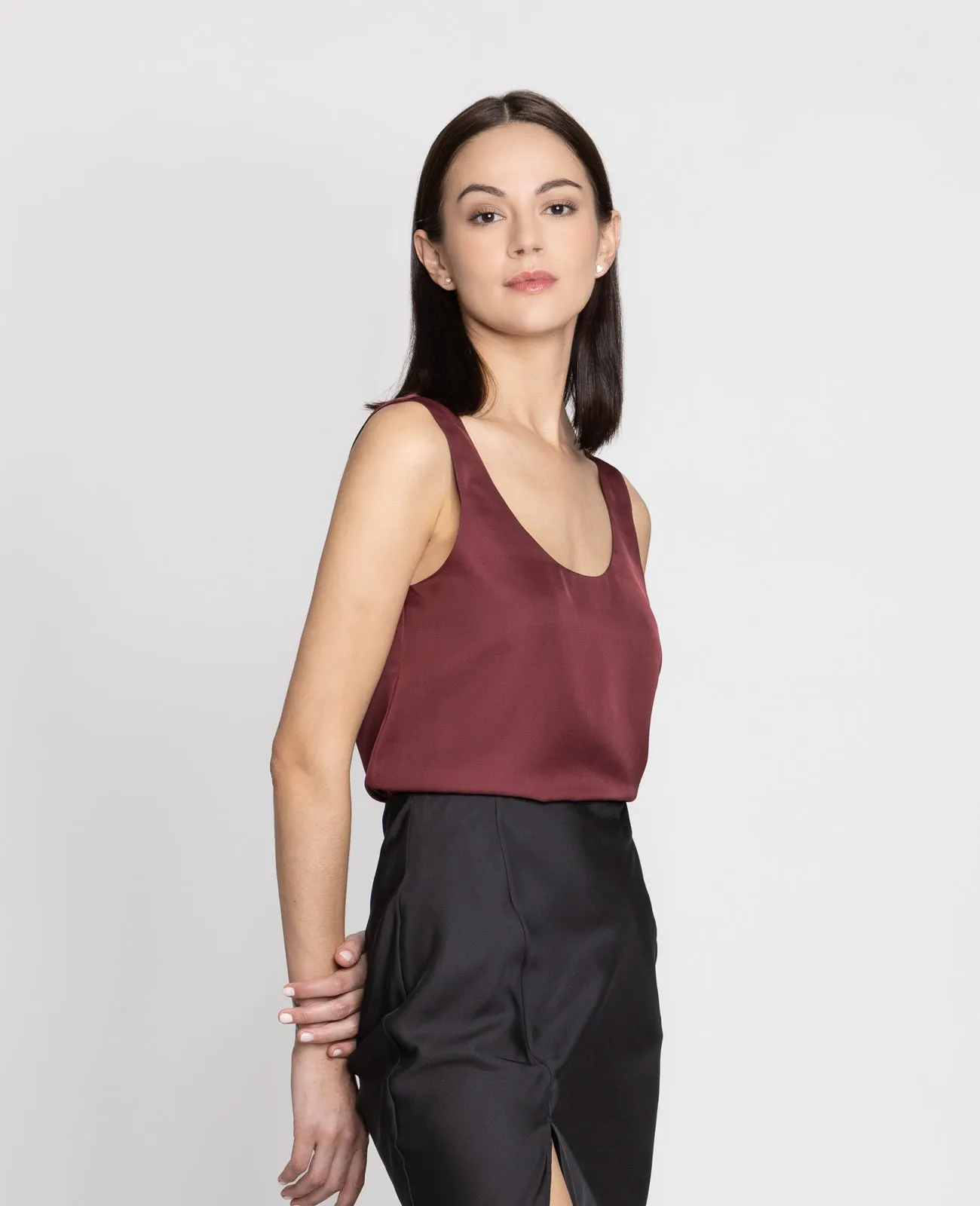 Silk Double Scoop Neck Tank