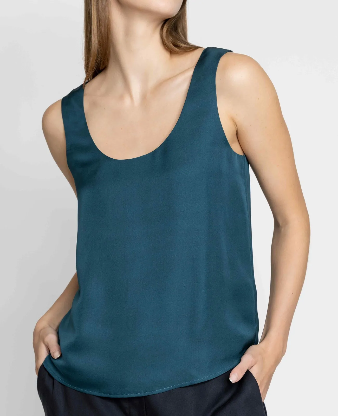 Silk Double Scoop Neck Tank