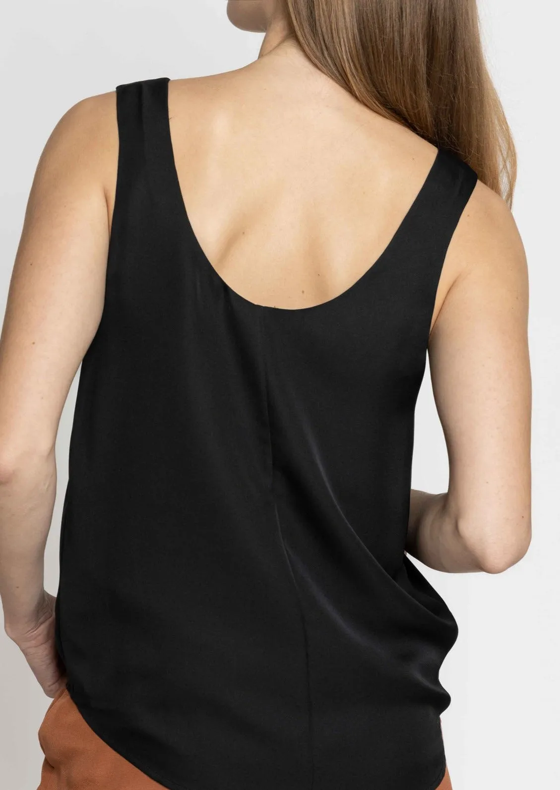 Silk Double Scoop Neck Tank