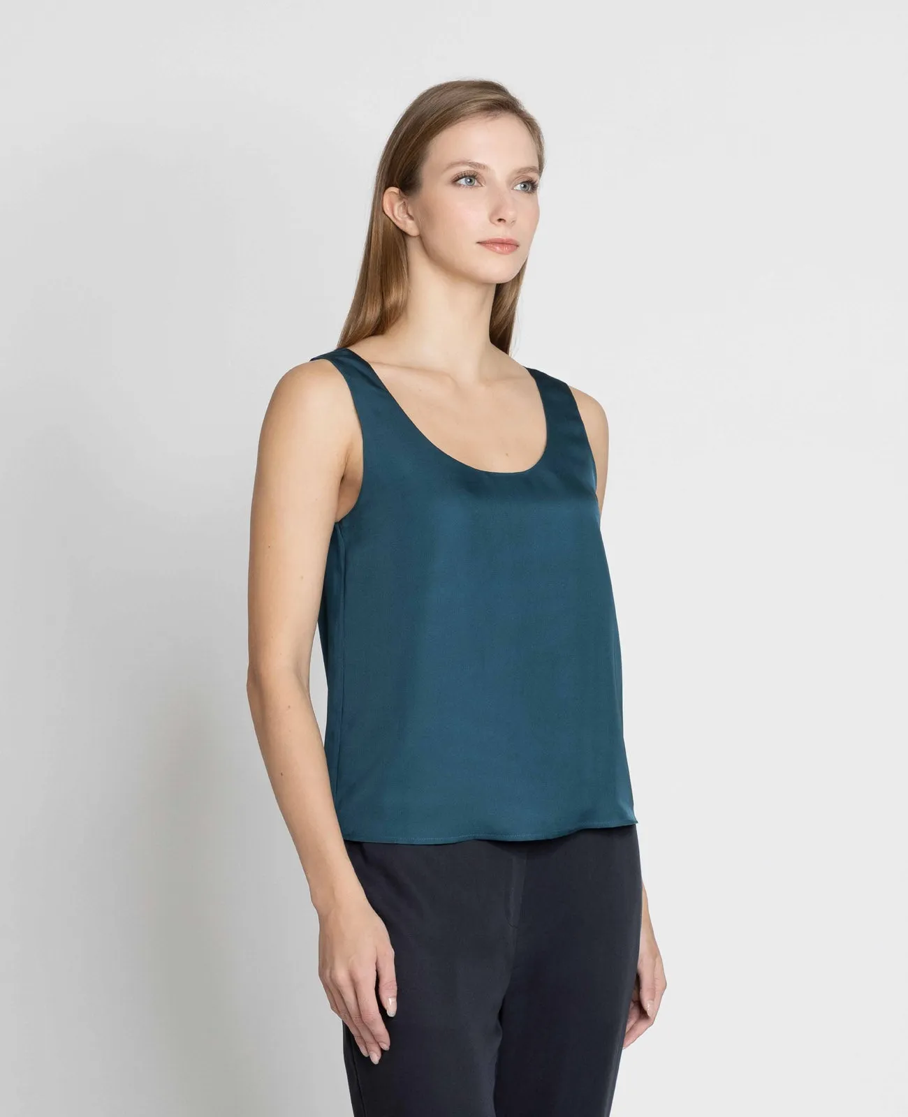 Silk Double Scoop Neck Tank