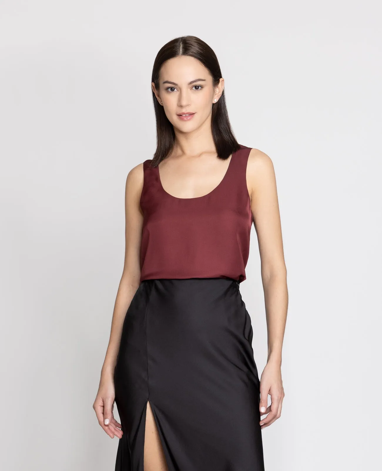 Silk Double Scoop Neck Tank