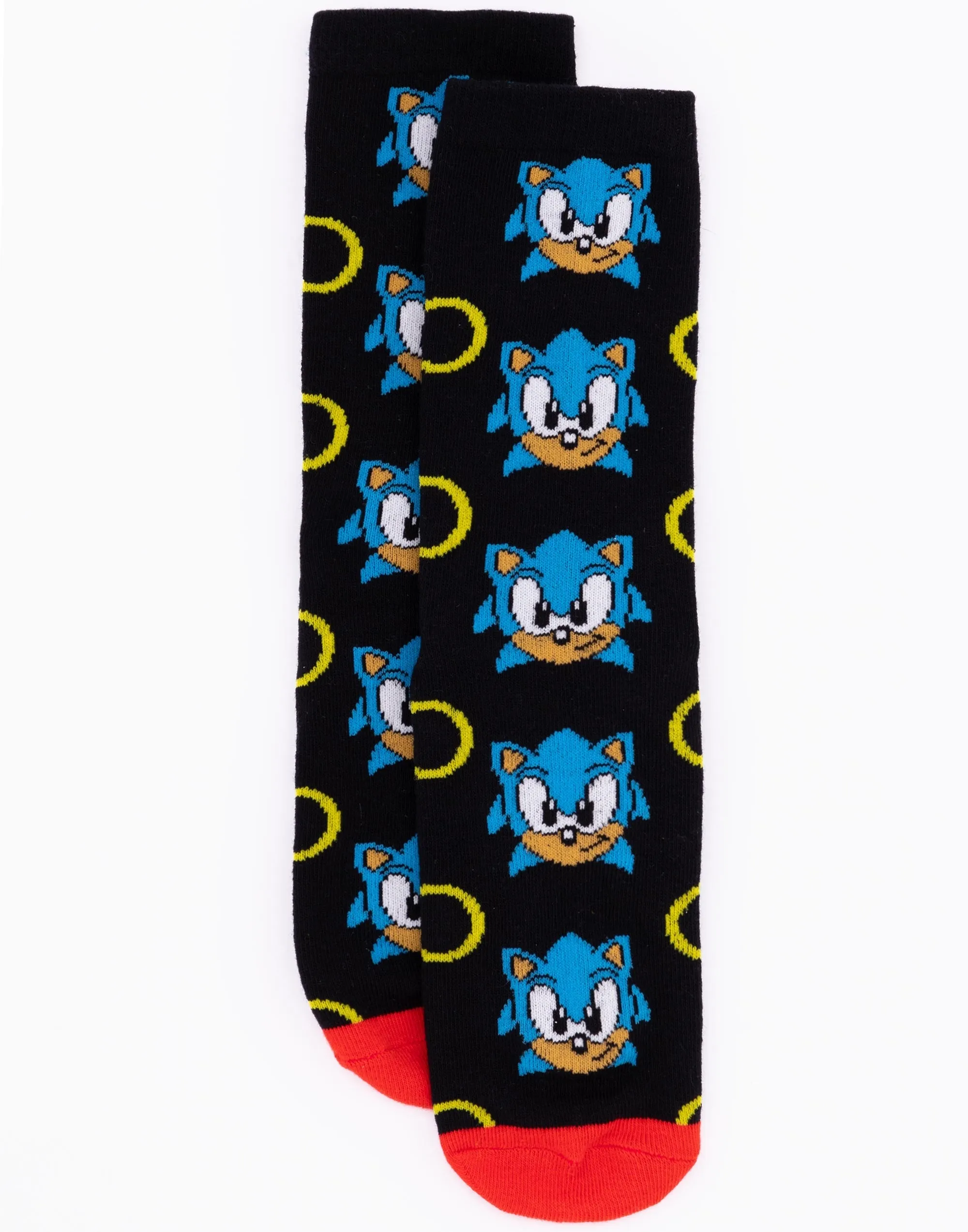 Sonic the Hedgehog Sonic Mens Black Calf Socks Set of 3