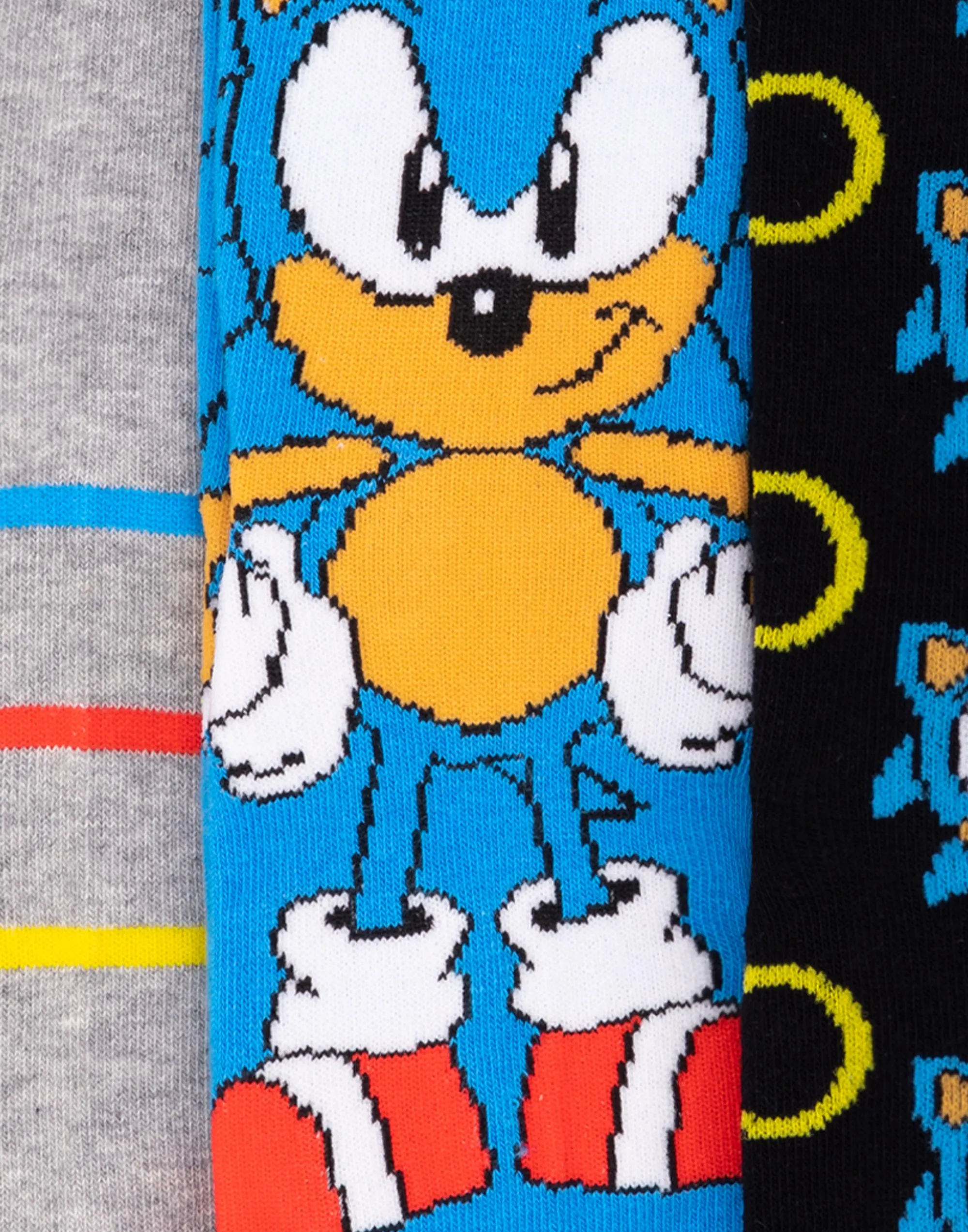 Sonic the Hedgehog Sonic Mens Black Calf Socks Set of 3