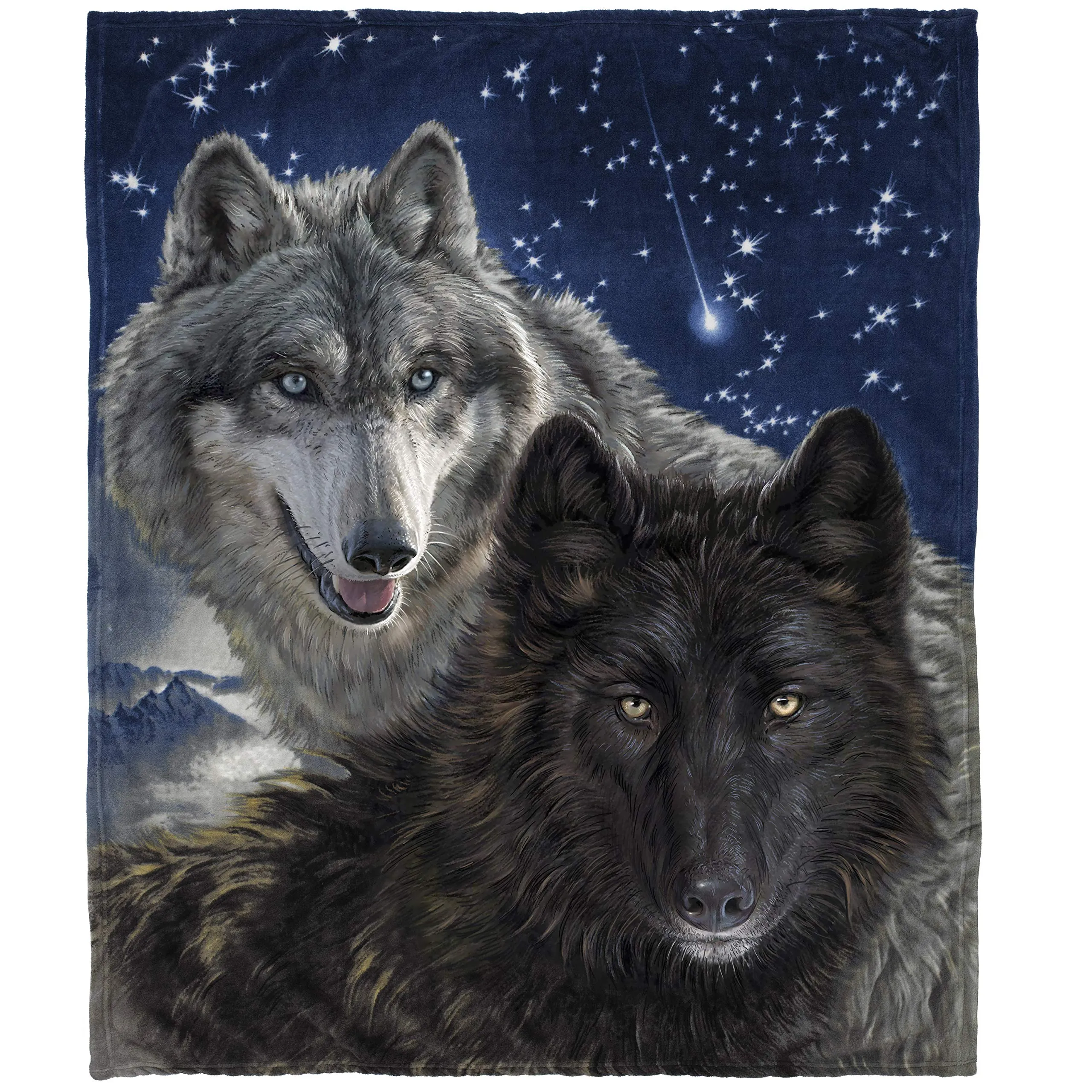 Super Soft Plush Fleece Throw Blanket (Eclipse Wolves