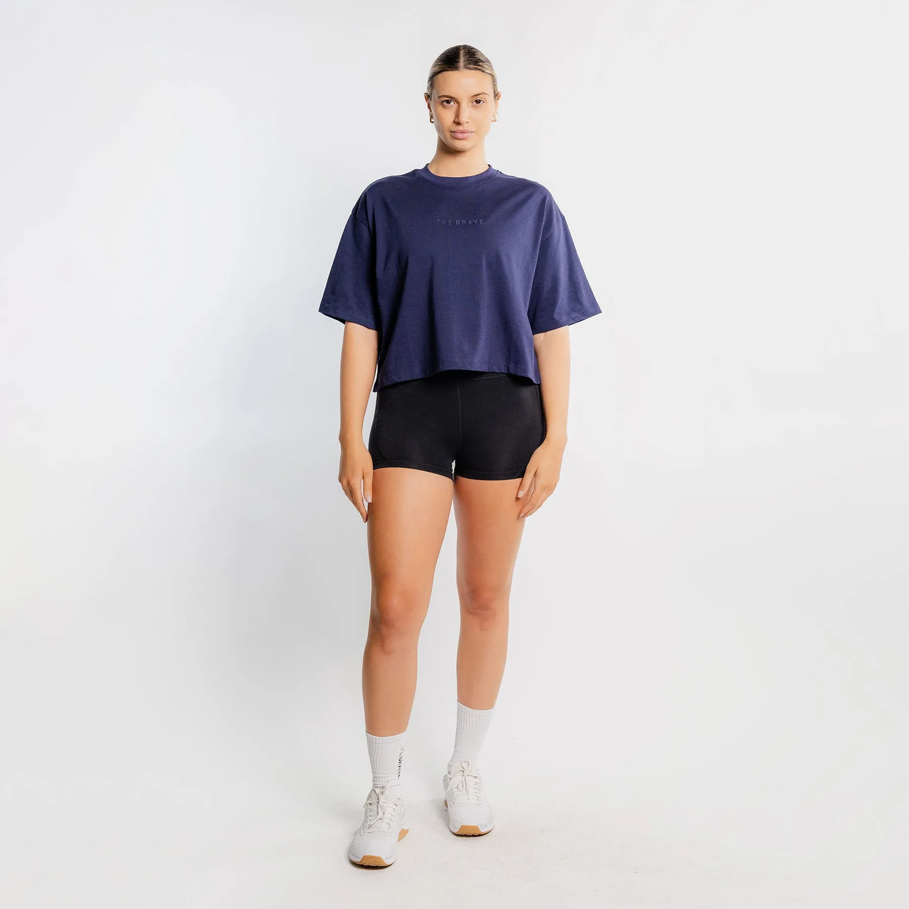 THE BRAVE - WOMEN'S LIFESTYLE OVERSIZED CROPPED T-SHIRT - DARK NAVY