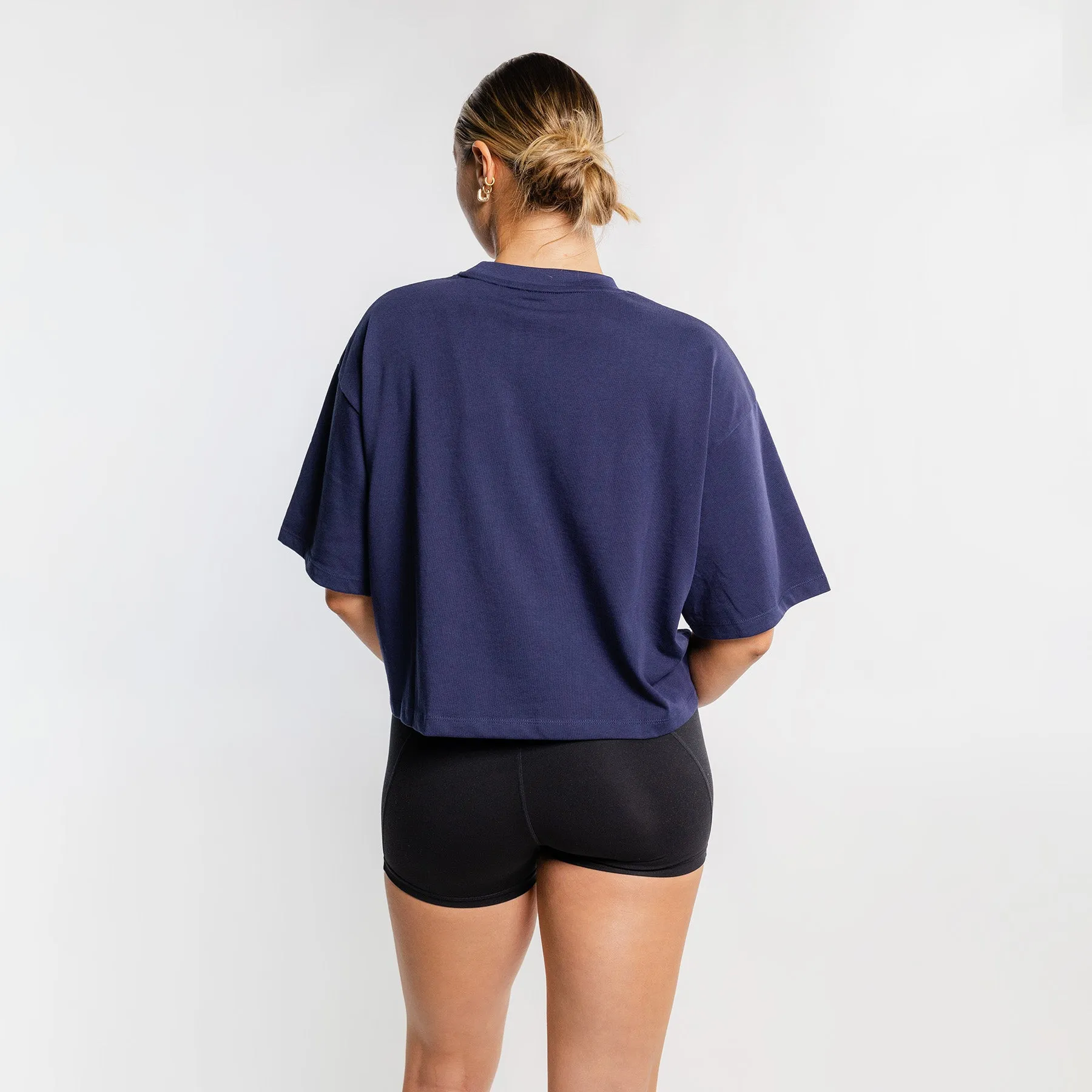 THE BRAVE - WOMEN'S LIFESTYLE OVERSIZED CROPPED T-SHIRT - DARK NAVY