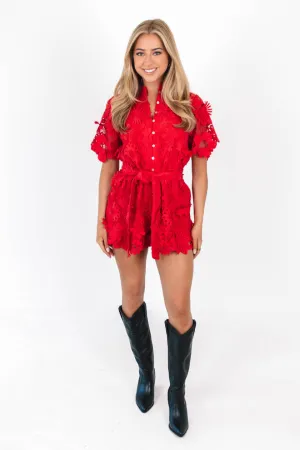 The Teagan Romper - Red