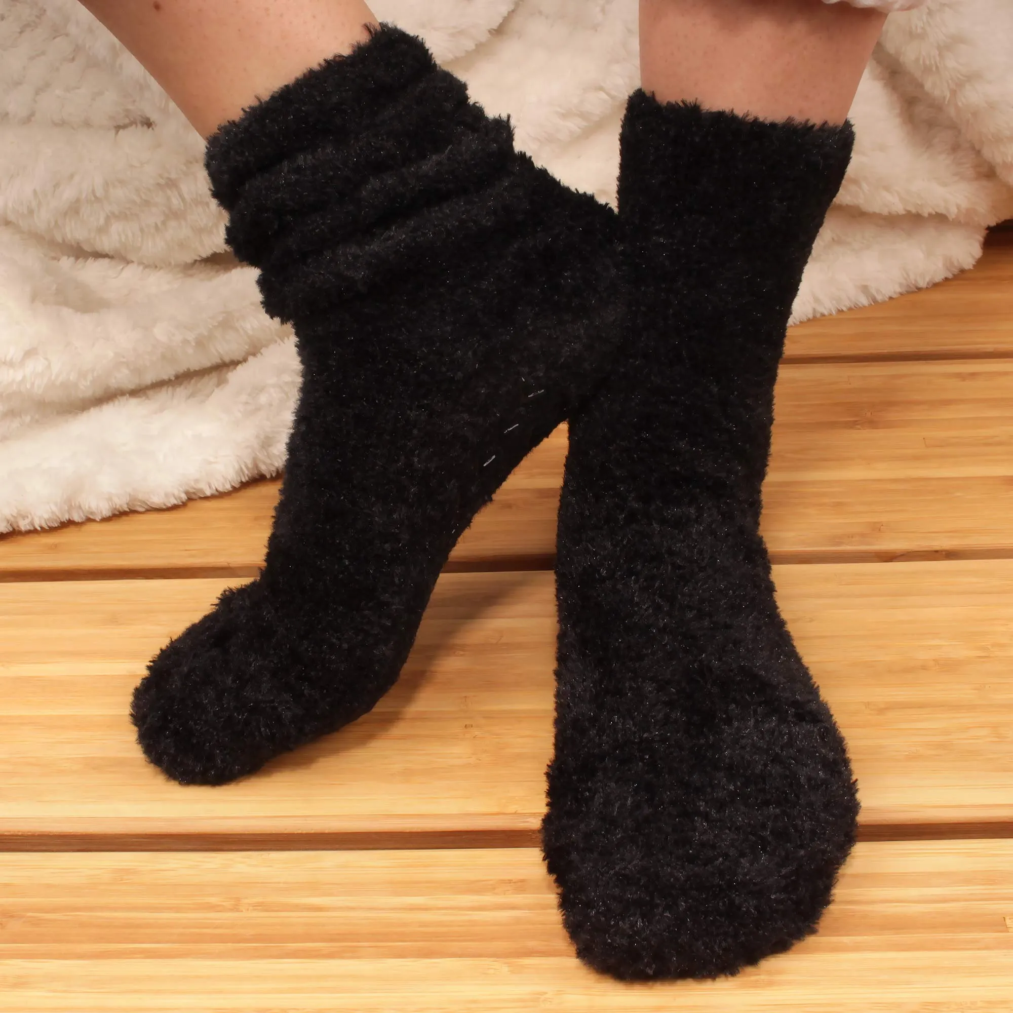 Women's Fuzzy Featherlight Socks with Grips